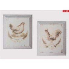 Set of 2 pictures "Poule Coq" by Antic-line