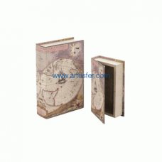Set of 2 "Mapa Mundi" book box by Artesania