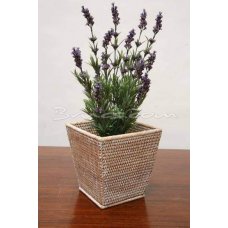 White rattan flower pot stand by Brucs